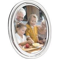 Happy Homewares Contemporary Oval Silver Plated Metal 5 x 7 Picture Frame with Rounded Border