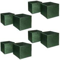 OHS Pack of 8 Matte Velvet Storage Boxes in Dark Green