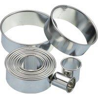KitchenCraft Assorted Round Plain Pastry Cutter Set in Silver