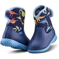 Grubs Boots Boy's Muddies Puddle Dinosaur Print Fleece Lined Wellington Boots in Blue | Size: Infant 9