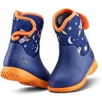 Grubs Boots Boy's Muddies Puddle Space Print Fleece Lined Wellington Boots in Orange | Size: Infant 9