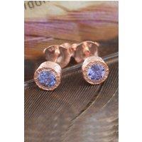 Otis Jaxon London Women's Tanzanite Sterling Silver December Birthstone Stud Earrings in Rose Gold