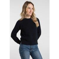 French Connection Women's Cotton Popcorn-Style Cable Knit Crew Neck Jumper in Navy | Size: Large