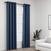 Berkfield Home Linen-Look Blackout Curtains with Grommets 2 pcs Blue 140x245cm | Size: 140x245 cm