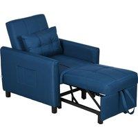 HOMCOM Folding Chair Bed, Fold Out Bed with Pillow & Side Pockets in Blue