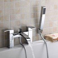 Nes Home Modern Waterfall Bath Filler Shower Mixer Tap Bathroom Deck Mounted Faucet in Metallic Silver