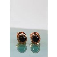 Otis Jaxon London Women's Black Spinel Sterling Silver Stud earrings in Rose Gold