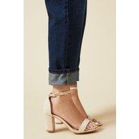 Dorothy Perkins Women's Spark High Block Heel Sandals in Beige | Size: 3