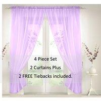 Luxury Living Elegant Plain Voile Panel Curtains PAIR, Sheer Light-Diffusing Window Treatments with FREE Tie Backs | Size: 145 cm width x 183 cm drop