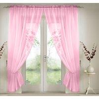 Luxury Living Elegant Plain Voile Panel Curtains PAIR, Sheer Light-Diffusing Window Treatments with FREE Tie Backs | Size: 145 cm width x 122 cm drop