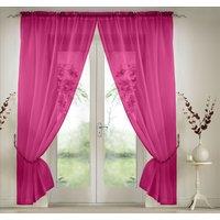 Luxury Living Elegant Plain Voile Panel Curtains PAIR, Sheer Light-Diffusing Window Treatments with FREE Tie Backs | Size: 145 cm width x 183 cm drop