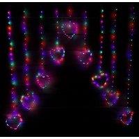 Samuel Alexander 1.2m x 1.2m Light up Heart Pin Wire Christmas Curtain Lights with 303 Rainbow LEDs