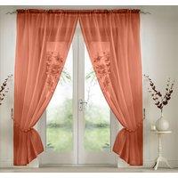 Luxury Living Elegant Plain Voile Panel Curtains PAIR, Sheer Light-Diffusing Window Treatments with FREE Tie Backs | Size: 145 cm width x 137 cm drop