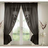 Luxury Living Elegant Plain Voile Panel Curtains PAIR, Sheer Light-Diffusing Window Treatments with FREE Tie Backs | Size: 145 cm width x 183 cm drop