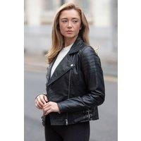 Brampton London Women's 'Medusa' Leather Biker Jacket in Black | Size: 10