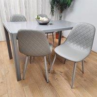 KOSY KOALA Modern Rectangle Grey Glass Dining Table Set With 4 Grey Gem Chairs Dining Room Furniture in Brown