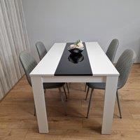 KOSY KOALA Dining Table Set White & Black Table With 4 Grey Gem Pattern Chairs Dining Room Furniture in Brown