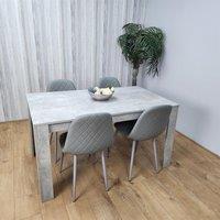 KOSY KOALA Wooden Grey Dining Table Set with 4 Grey Chairs Modern Rectangle Dining Room Furniture in Brown