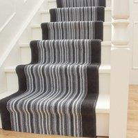 Kukoon Grey & Black Striped Cut to Measure Stair Carpet Runner Rug 60cm Wide | Size: 60 cm x 1230 cm