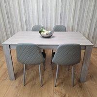 KOSY KOALA Grey Table With 4 Grey Padded Chairs Kitching Dining Set Dining Room Dining Set for 4 | Size: 140 cm x 80 cm