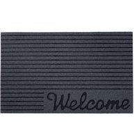 Nicoman Embossed Welcome in Corner Indoor & Outdoor Door Mat in Dark Grey | Size: 44 cm x 75 cm