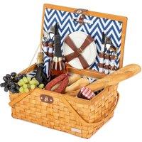 LIVIVO Luxury Fitted Picnic Hamper Basket - 4 Person Basket with Cutlery Set in Natural