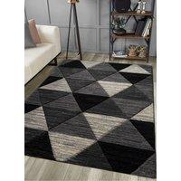 Home Republic Vision Geometric Carved Rug in Grey | Size: 60 cm x 100 cm