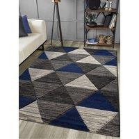 Home Republic Vision Geometric Carved Rug in Navy | Size: 80 cm x 150 cm