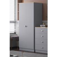 FWStyle Esher 2 Door Wardrobe Grey & Oak Double Wardrobe (H) 180 (W) 75 (D) 40cm