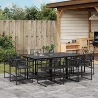 Berkfield Home 11 Piece Garden Dining Set Black Poly Rattan