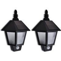 Berkfield Home Solar Wall Lamp with Motion Sensor 2 pcs in Black