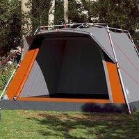 Berkfield Home Camping Tent Cabin 4-Person Grey & Orange Quick Release