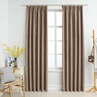 Berkfield Home Blackout Curtains with Hooks 2 pcs Taupe 140x175 cm