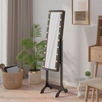 Berkfield Home Free-Standing Mirror with LED Black 34x37x146 cm | Size: 34 x 37 x 146 cm