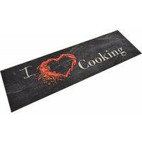Berkfield Home Kitchen Rug Washable Cooking Black 45x150 cm Velvet