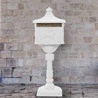 Berkfield Home Pedestal Letterbox Aluminium Vintage Style Rustproof White