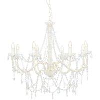 Berkfield Home Chandelier with Beads White 8 x E14 Bulbs