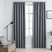Berkfield Home Blackout Curtains with Hooks 2 pcs Grey 140x225 cm