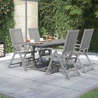 Berkfield Home 5 Piece Garden Dining Set Solid Wood Acacia in Grey