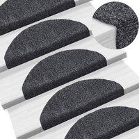 Berkfield Home Self-adhesive Stair Mats 5 pcs Dark Grey 65x21x4 cm Needle Punch | Size: Medium