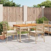 Berkfield Home 5 Piece Garden Dining Set with Cushions Beige Poly Rattan