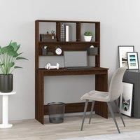 Berkfield Home Desk with Shelves Brown Oak 102x45x148 cm Engineered Wood | Size: 102 x 45 x 148 cm
