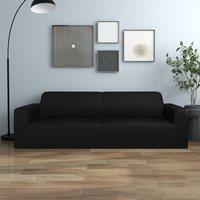 Berkfield Home 3-Seater Stretch Couch Slipcover Black Polyester Jersey