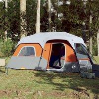 Berkfield Home Family Tent with LED 9-Person Light Grey & Orange Quick Release