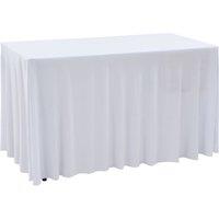 Berkfield Home 2 pcs Stretch Table Covers with Skirt 183x76x74 cm White | Size: 183 x 76 x 74 cm