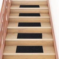 Berkfield Home Self-adhesive Stair Mats Rectangular 15 pcs 60x25 cm Black | Size: Medium