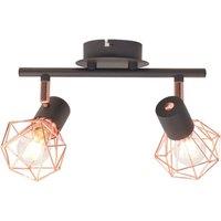 Ceiling Lamp with 2 Spotlights E14 Black and Copper