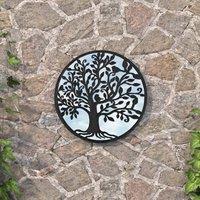 Berkfield Home Garden Mirror Black 40x2.5 cm Iron Round for Outdoor Use