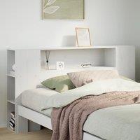 Headboard with Storage White 150 cm Solid Wood Pine