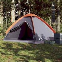 Berkfield Home Camping Tent Dome 4-Person Grey & Orange Waterproof